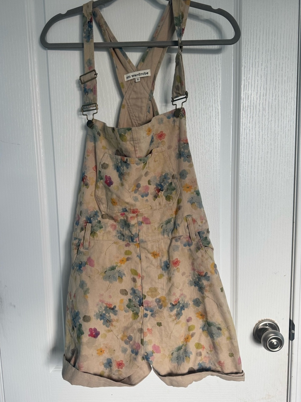 SM Wardrobe Floral Print Short Overalls Romper Sz XL Cottagecore